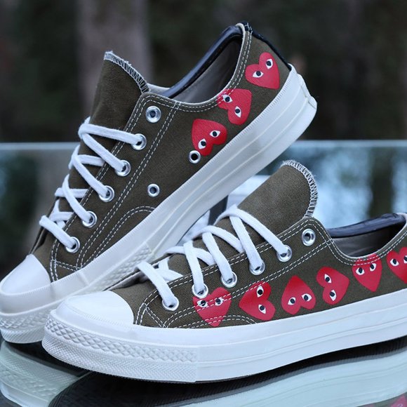 Converse Chuck 70 Low Top x Comme Des Garcons Play Multi Heart Size 7 - Picture 2 of 13